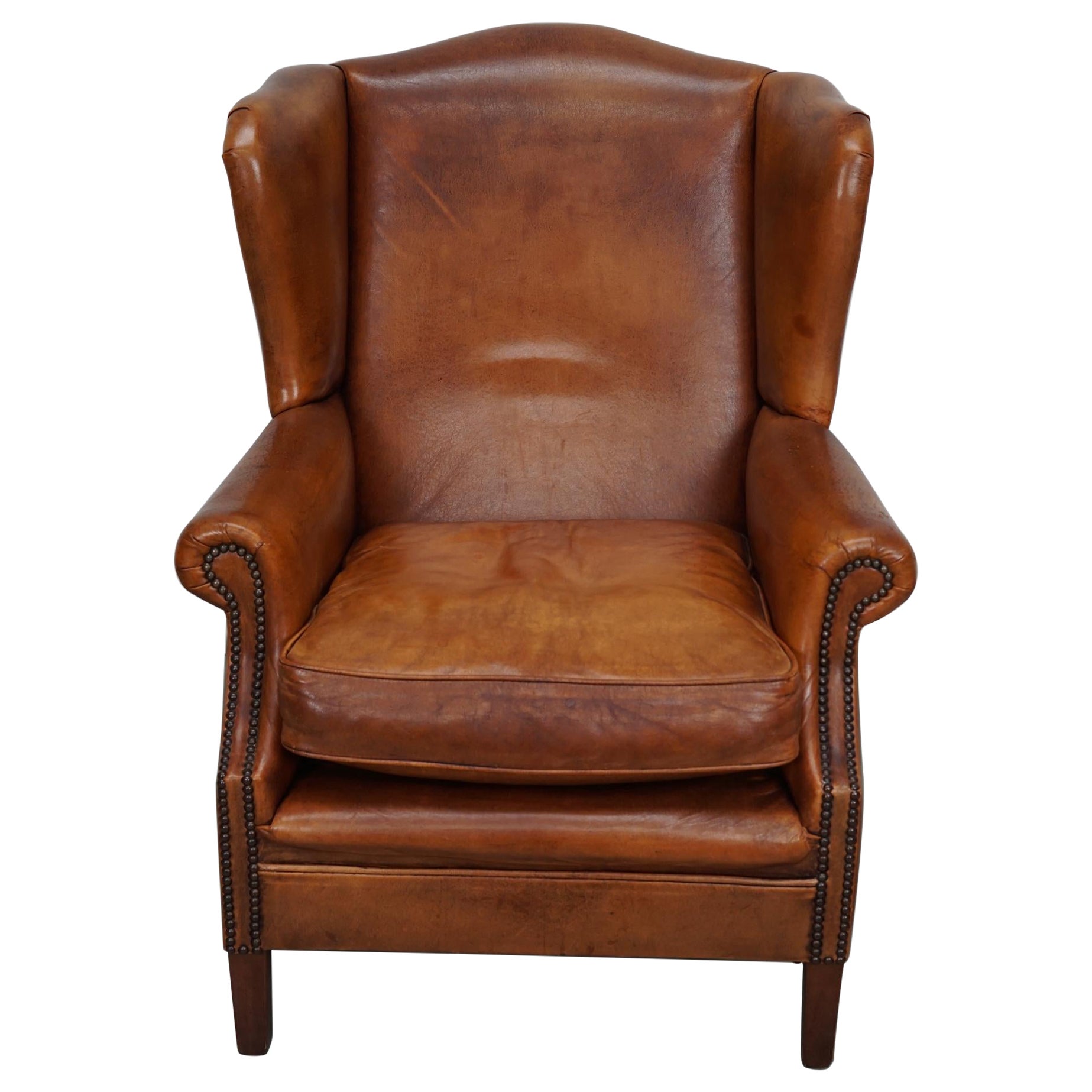 Vintage Dutch Cognac Colored Leather Club Chair