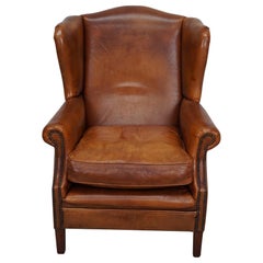 Vintage Dutch Cognac Colored Leather Club Chair