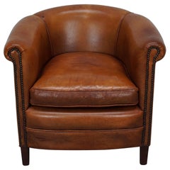 Vintage Dutch Cognac Colored Leather Club Chair