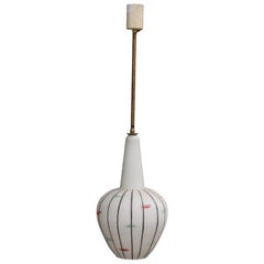 Vistosi 1950s Murano glass pendant chandelier Brass rod