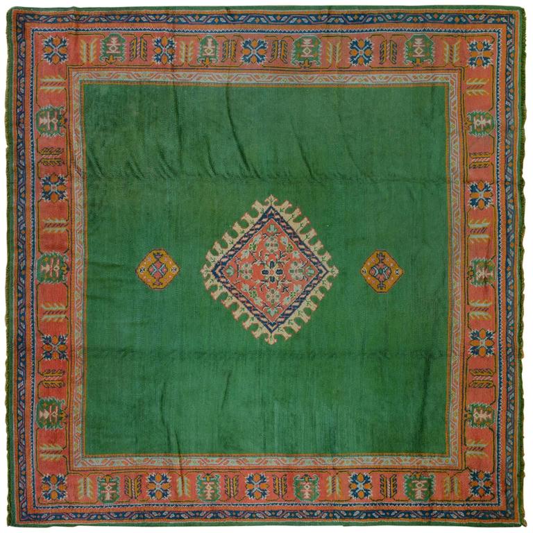 Green Antique Oushak Rug For Sale at 1stdibs