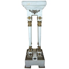 19th Century French Louis XVI Style White Marble and Bronze Four-Column Pedestal