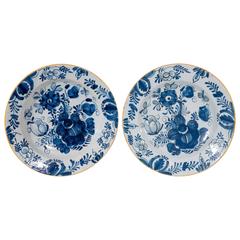 Pair of Antique Blue and White Dutch Delft Chargers