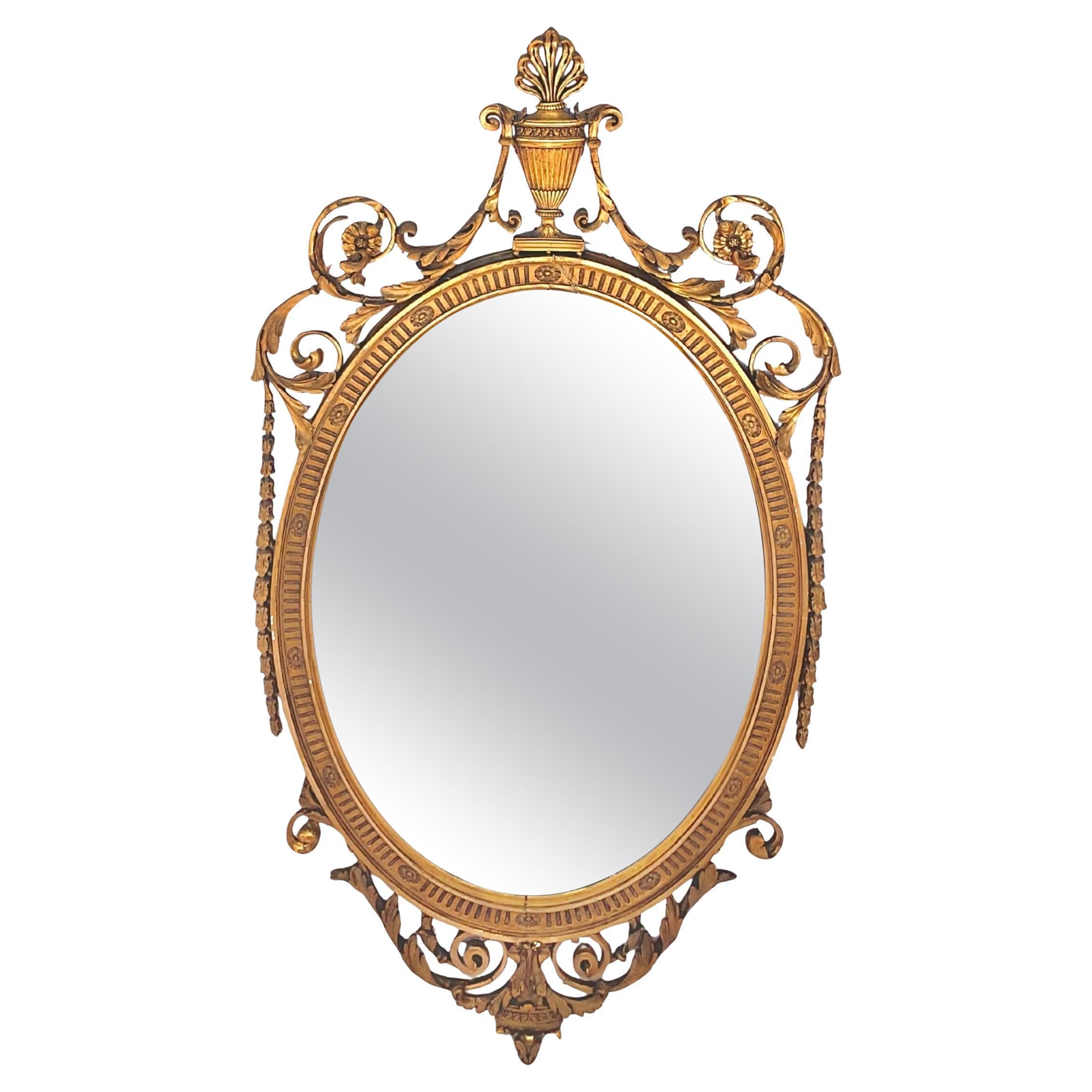 Espejo Oval Dorado Estilo Adam, Inglés