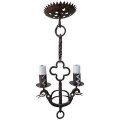 Spanish Two-Light Wrought Iron Chandelier