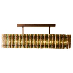 Important chandelier in patinated brass and Murano glass