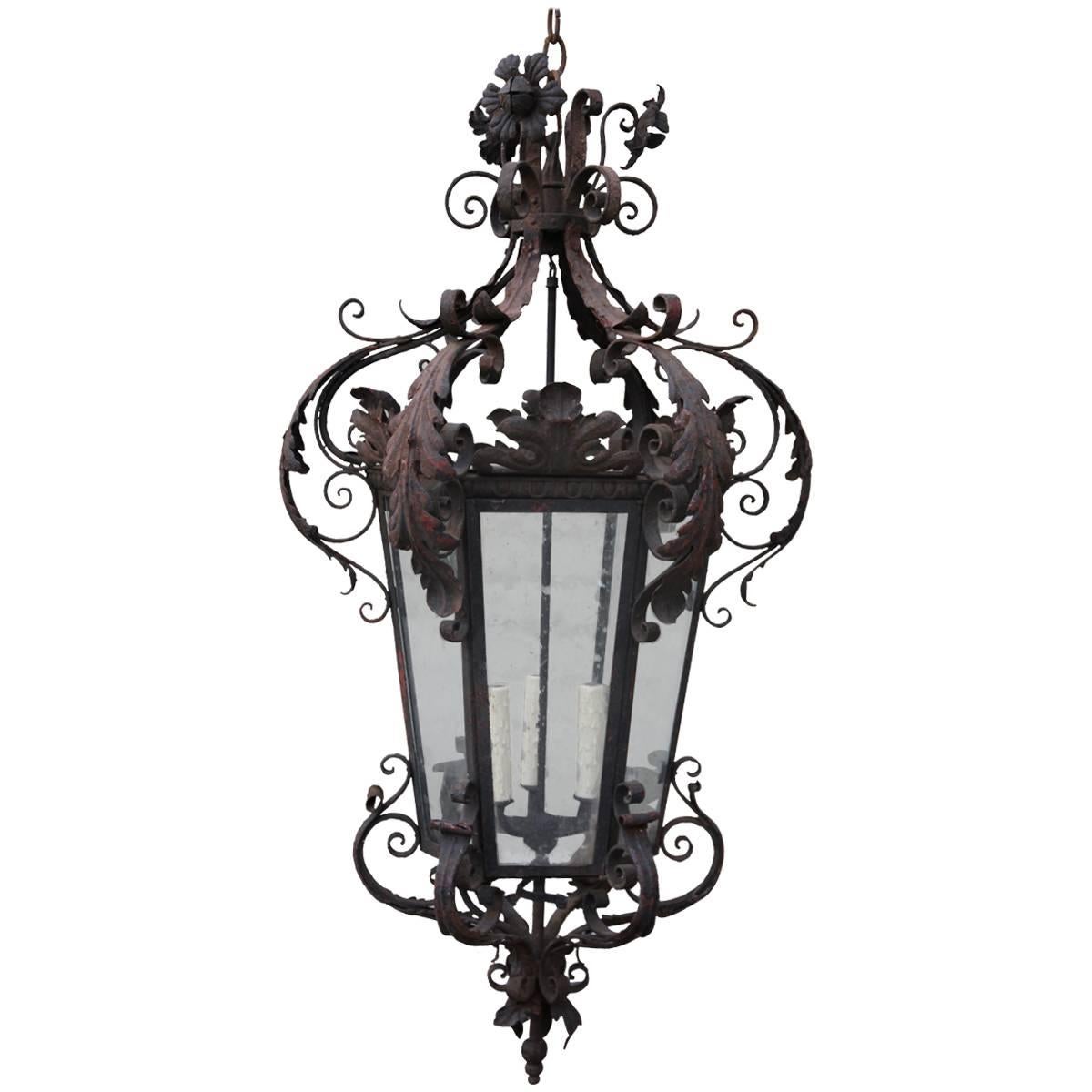 Spanish Wrought Iron Lantern, circa 1900