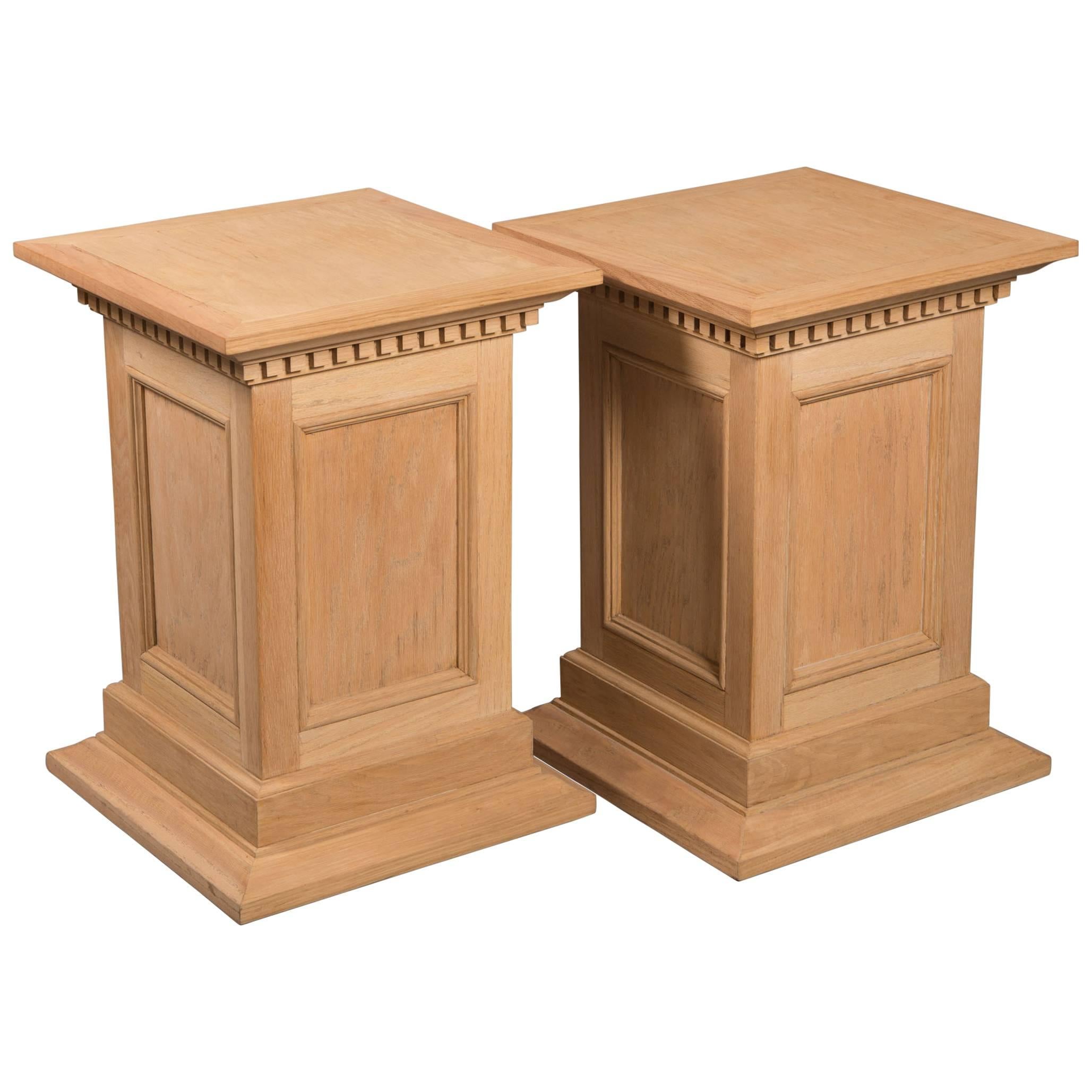 Neoclassical Style Raw Oak Pedestals
