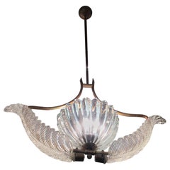 Lustre Seguso Verre de Murano Laiton 1940 Italie