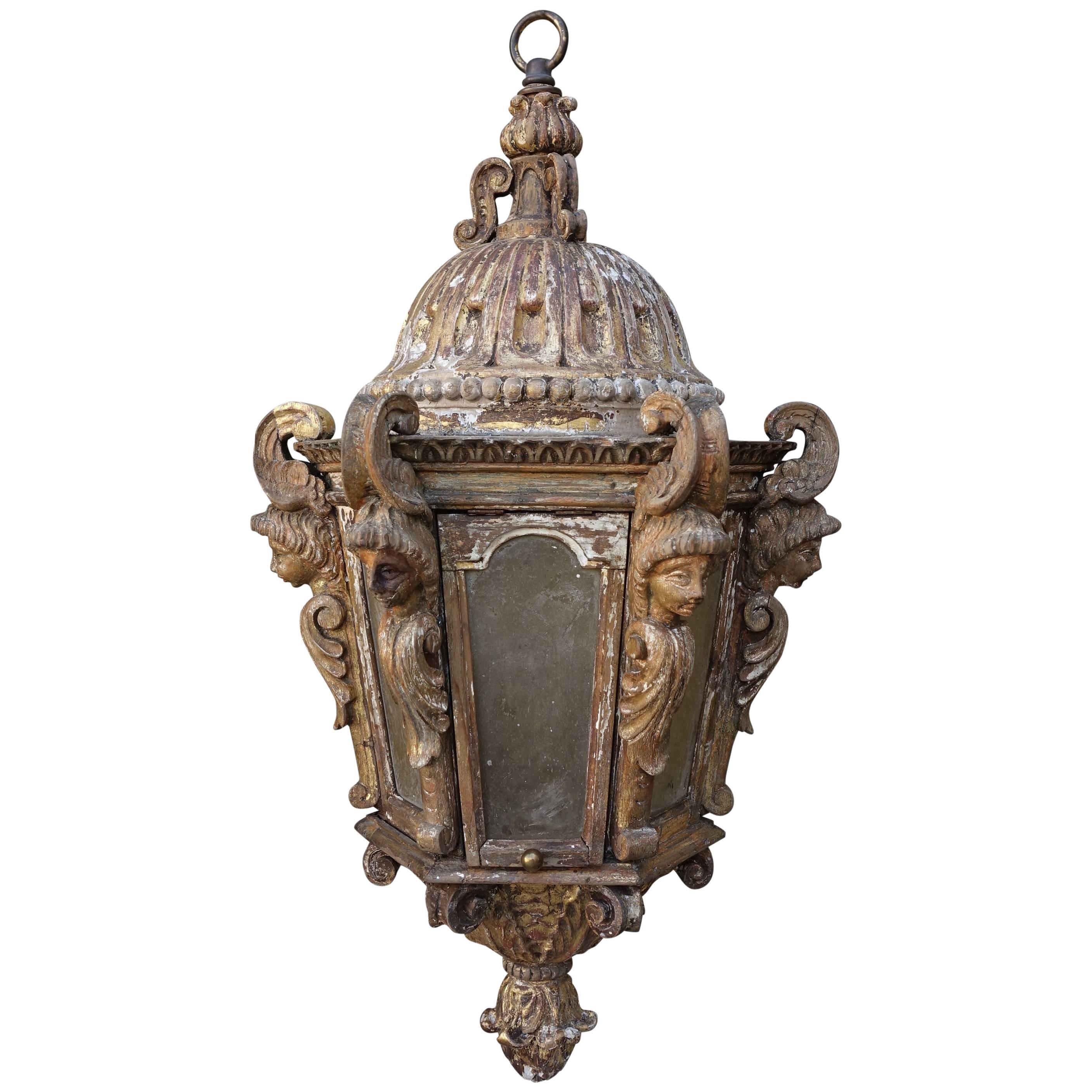19th Century Italian Giltwood Lantern