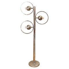 Rare mid century modern space age trio orb chrome floor lamp, circa 1960s