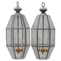Pair of Vintage Brass Hanging Lanterns