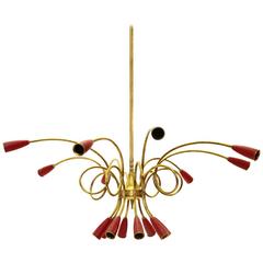 Vintage Italian Eight-Arm Ceiling Light, 1950s