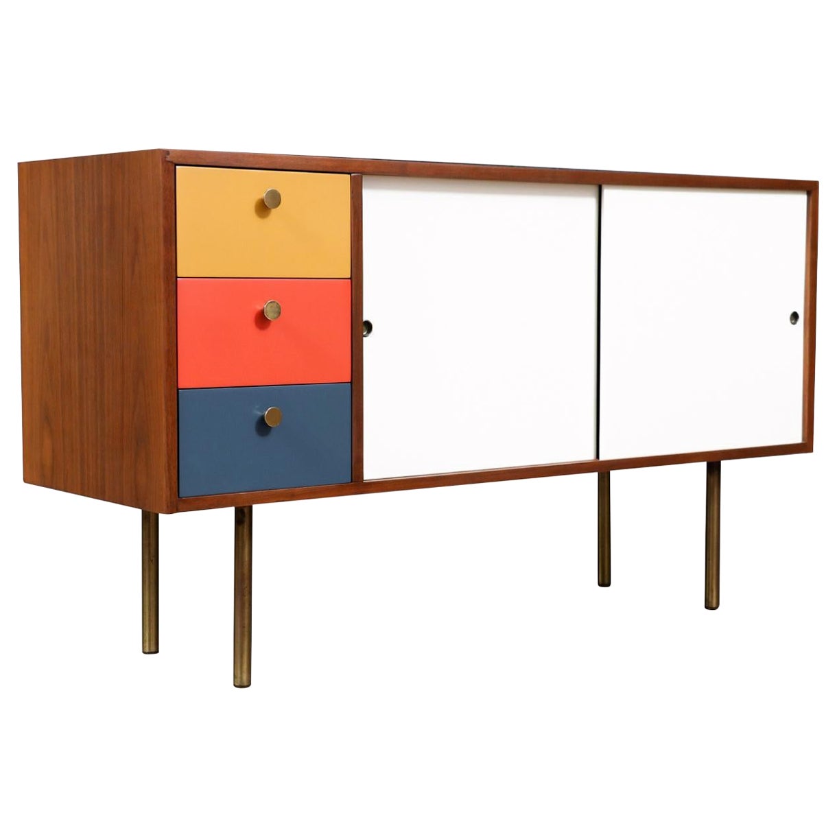 Vintage Mid-Century Modern Multi-Color Lacquered Credenza