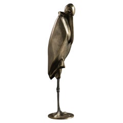 Antique Brass Stork Sculpture by Karl Hagenauer for Werkstatte Hagenauer Wein