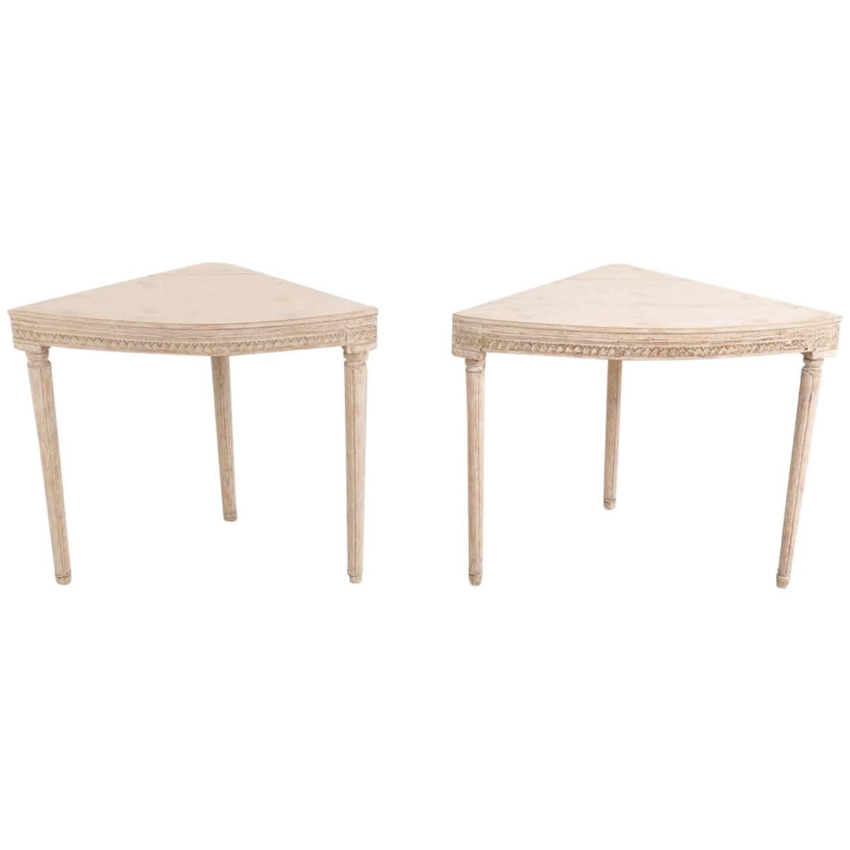 Pair of Swedish Gustavian Period Corner Tables For Sale