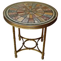 Small Gilt Bronze Gueridon Table with a 19th Century Circular Top in Marble