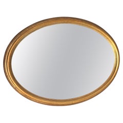 Small Art Deco Mirror, Gilt and Carved Wood, Gold Color, France XX century