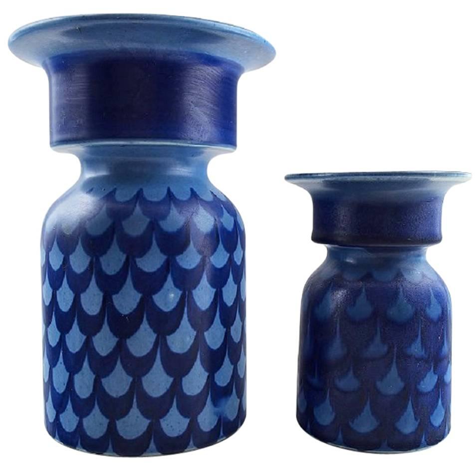 Margareta Hennix for Gustavsberg, Two Modern Ceramic Vases, Hand-Painted For Sale