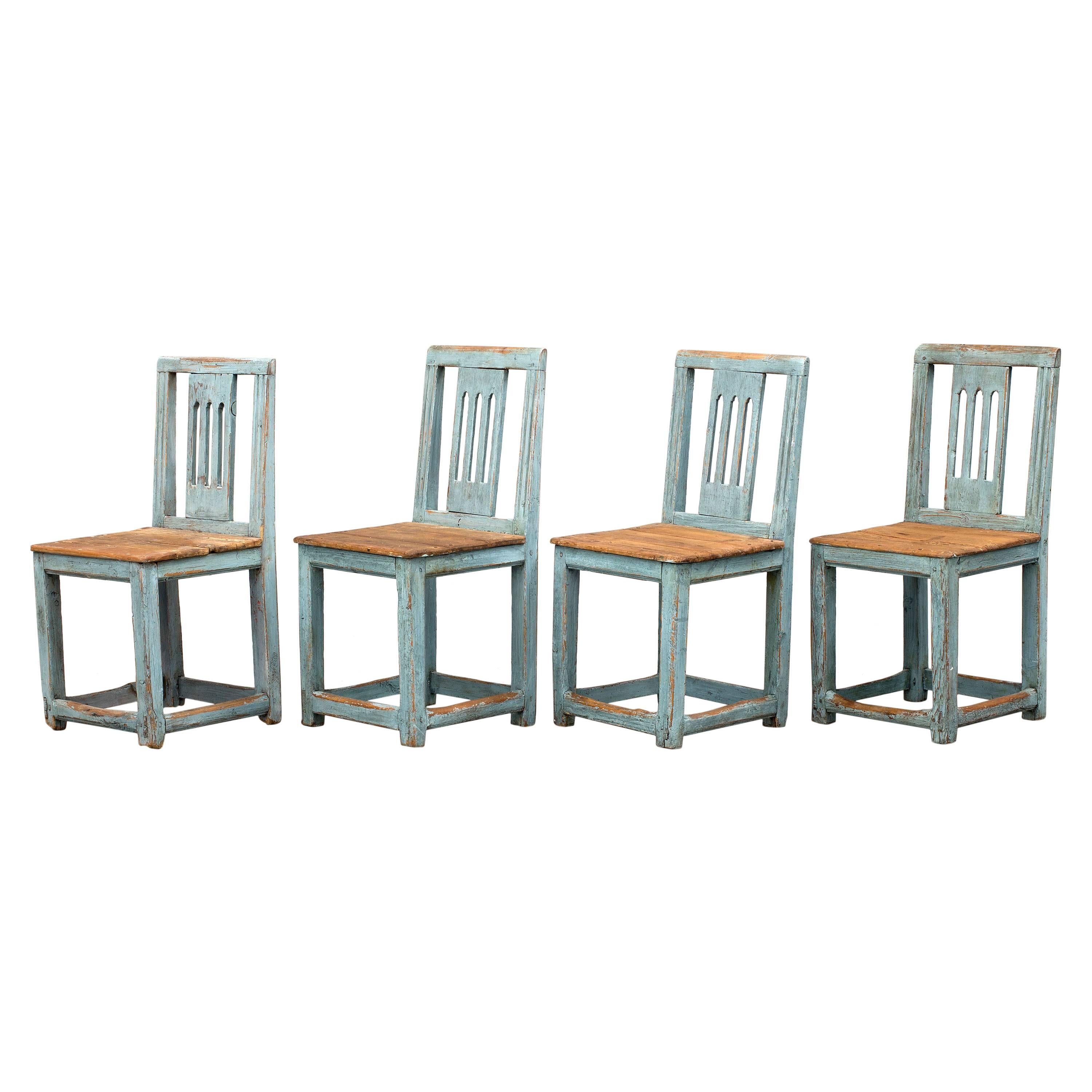 Set of Four 18th Century Swedish Folk Chairs