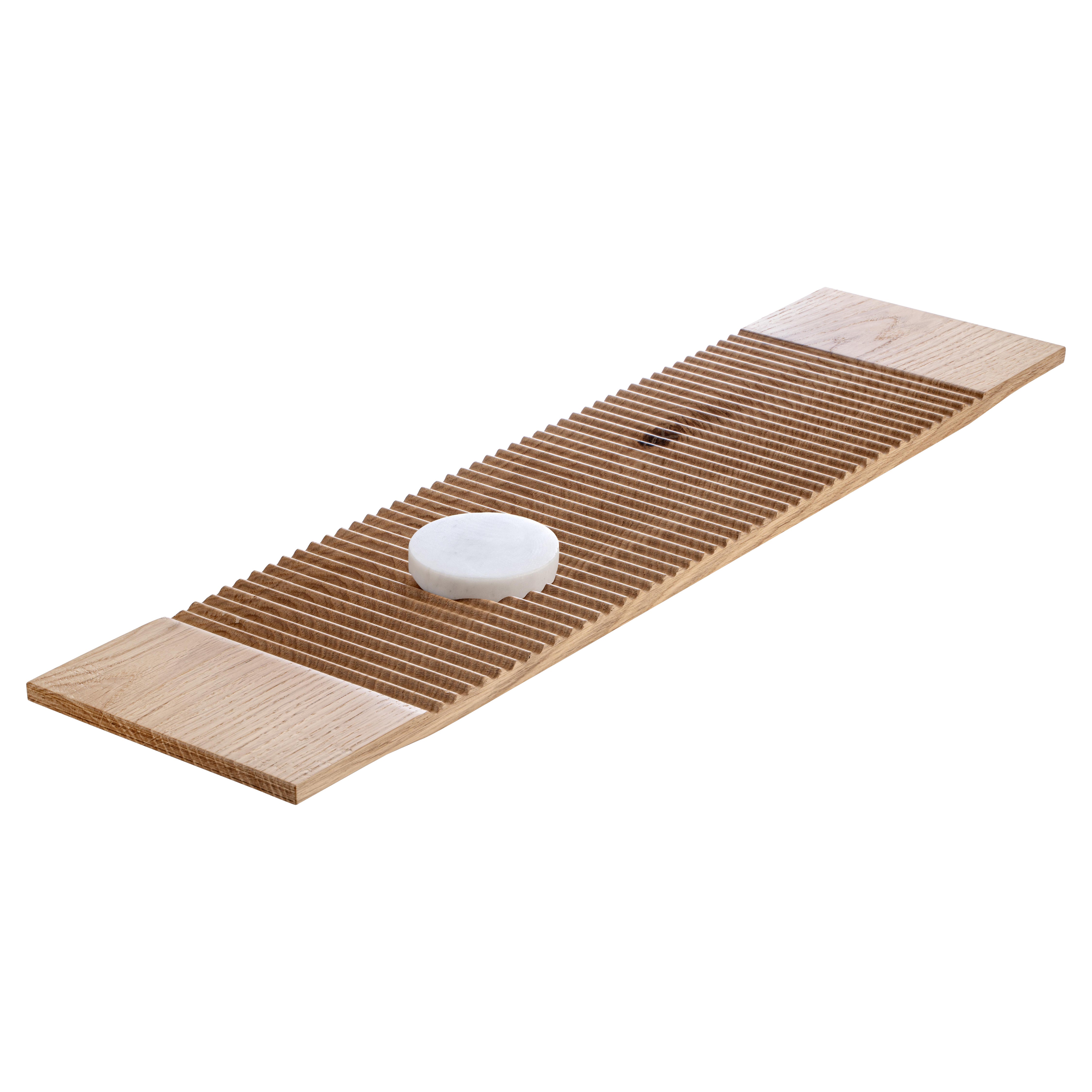 TITO & TITINO - Oak Wood Bathtub Shelf and Marble Soap Holder