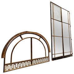 Doble puerta de cristal bronce con travesaño 168×428 cm