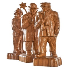 Felix Timmermans '3 Wise Men' Flemish Folk Art Sculptures in Carved Wood 1970