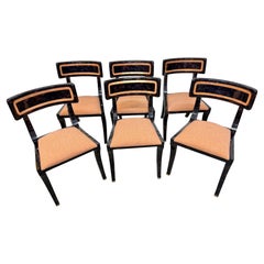Vintage Horn Klismos Tessellated Dining Chairs - Set of 6
