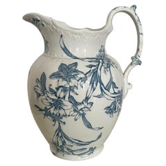 Early 20th Century English Floral Ceramic Pitcher by BWM & Co, Cauldon England
