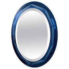 Wandspiegel von Cristal Art Torino, um 1960 blau Glas Mitte des Jahrhunderts