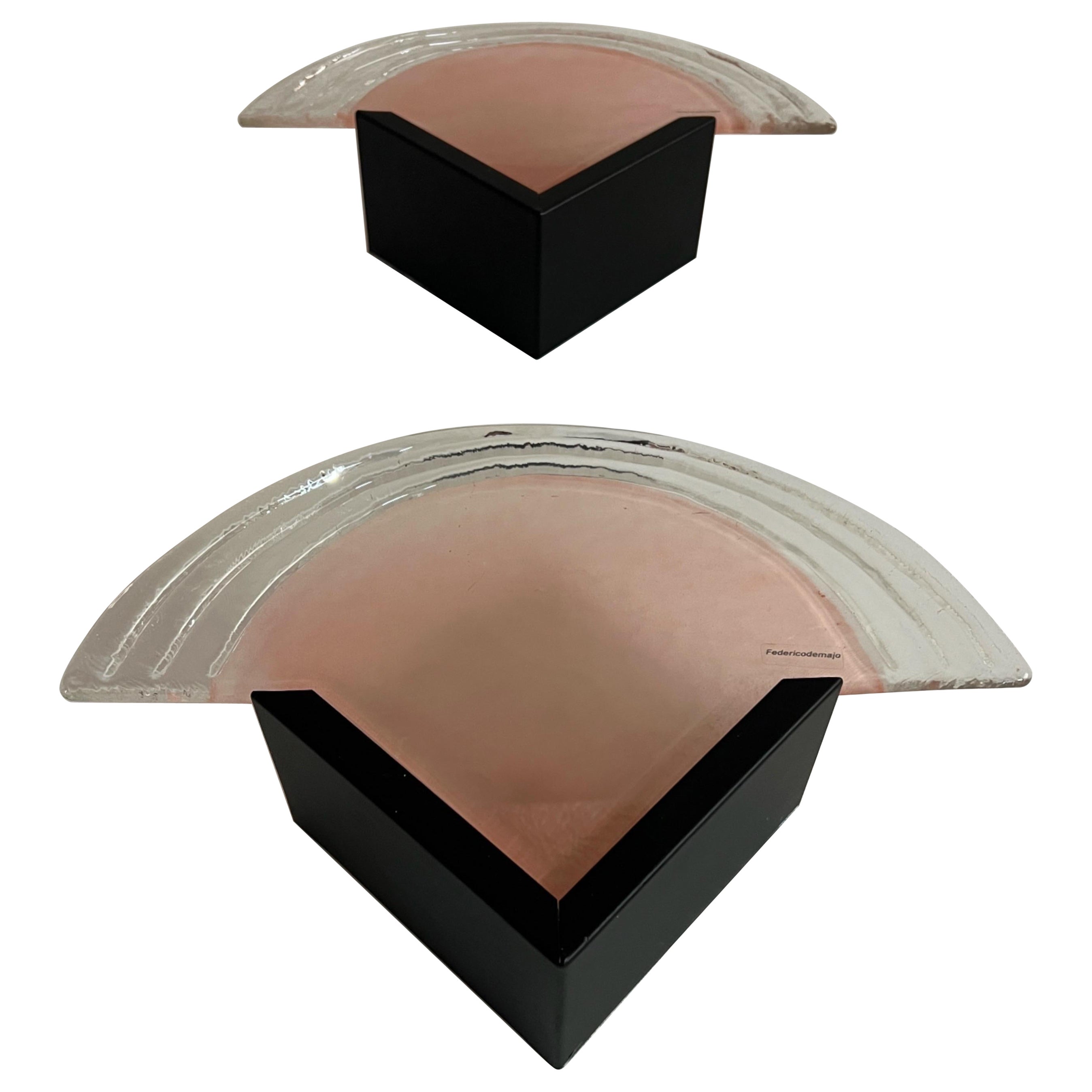 Paar Wandleuchten aus Murano-Glas, entworfen von Federico De Majo 1980 im Angebot