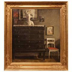 "A Scandinavian Interior" Oil Painting by Thorvald Deleuran