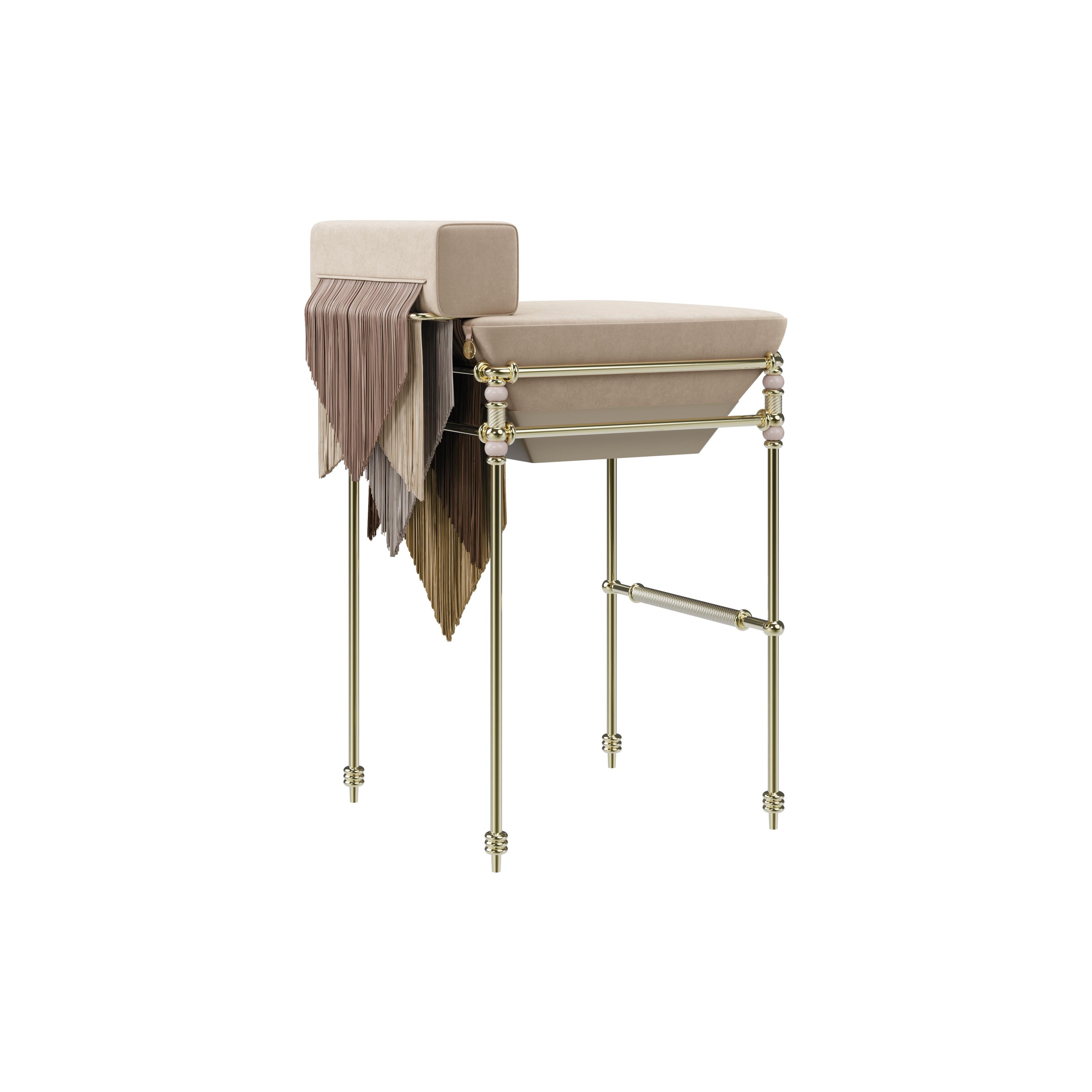 21st Century New Collection Seraphine Fringes Bar Chair Made in Portugal