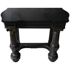 Very Good Victorian Ebonised, Parcel Gilt & Marble Console Table, circa 1875