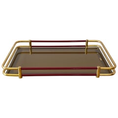 Christian Dior Serviertablett-Tisch aus Messing und Goldglas, Hollywood Regency, 1970er Jahre