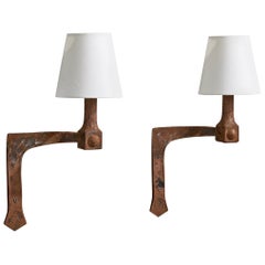 French Designer, Wall Lights, Iron, Fabric, France, 1940s