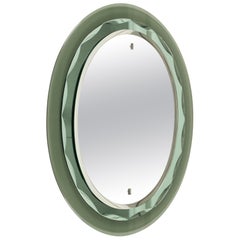 Midcentury Oval Wall Mirror by Antonio Lupi for Cristal Luxor, Italy 1970s
