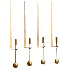 Pierre Forssell, Candle Sconces, Brass, Sweden, 1960s