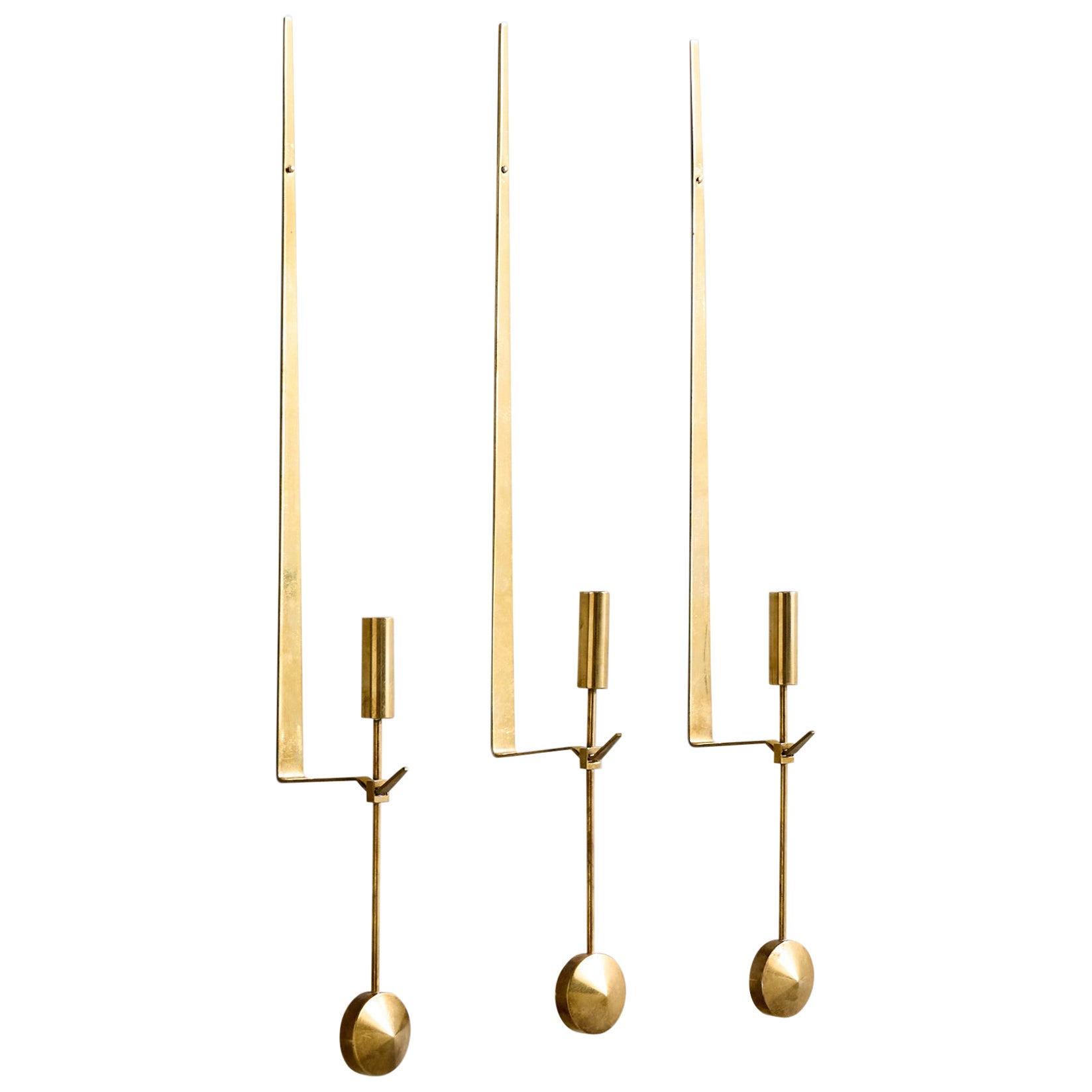Pierre Forssell, Candle Sconces, Brass, Sweden, 1960s