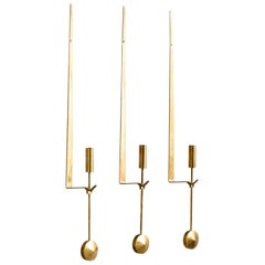 Pierre Forssell, appliques à bougies, laiton, Suède, années 1960