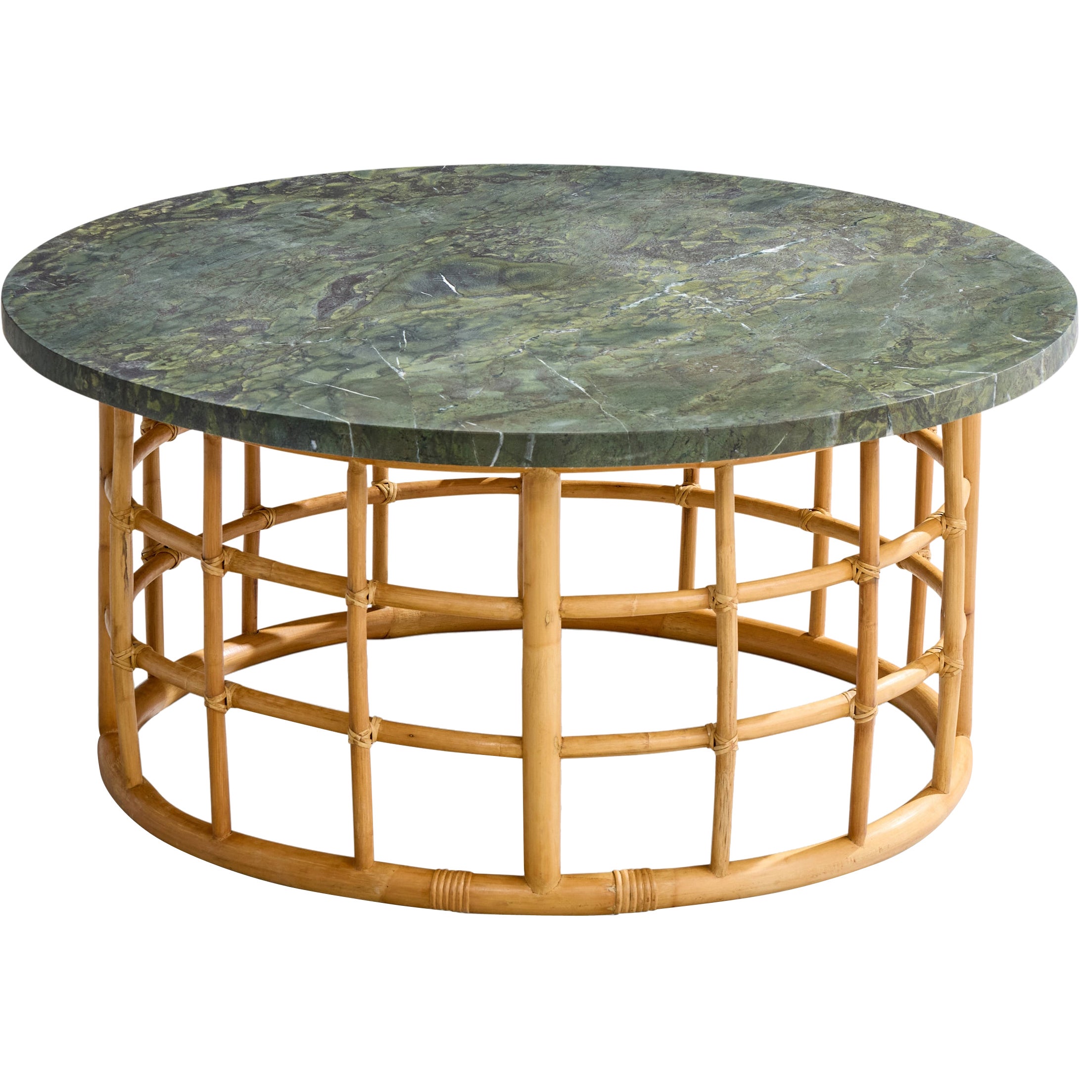 Amerikanischer Designer, Couchtisch, Bambus, Rattan, Marmor, USA, 1950er Jahre