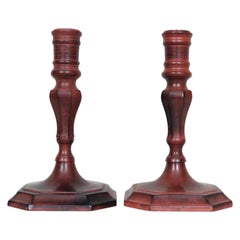 Turned Brass Candlestick Holders, a Pair