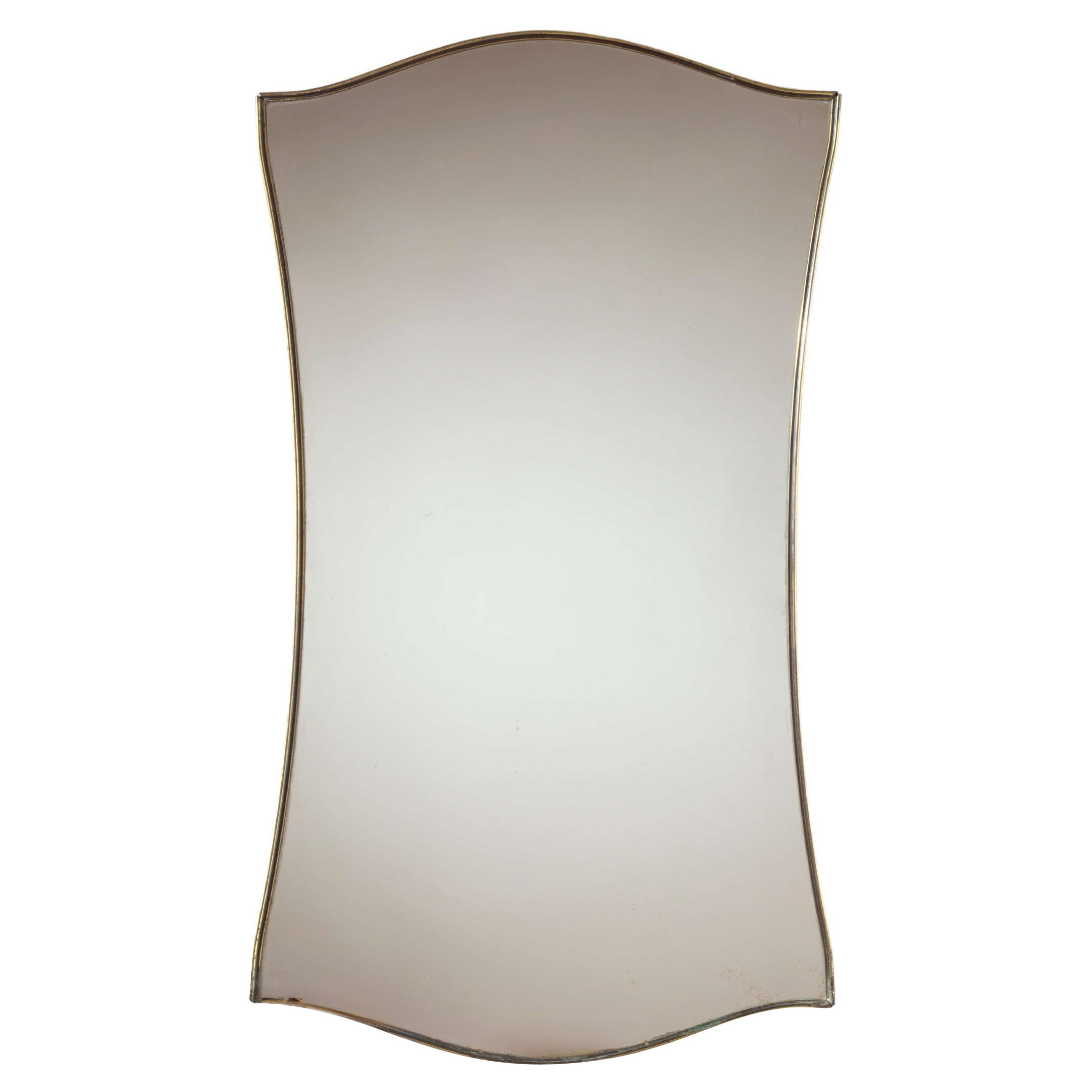 A brass mirror with brass frame and mirrored glass, Italy, 1960s