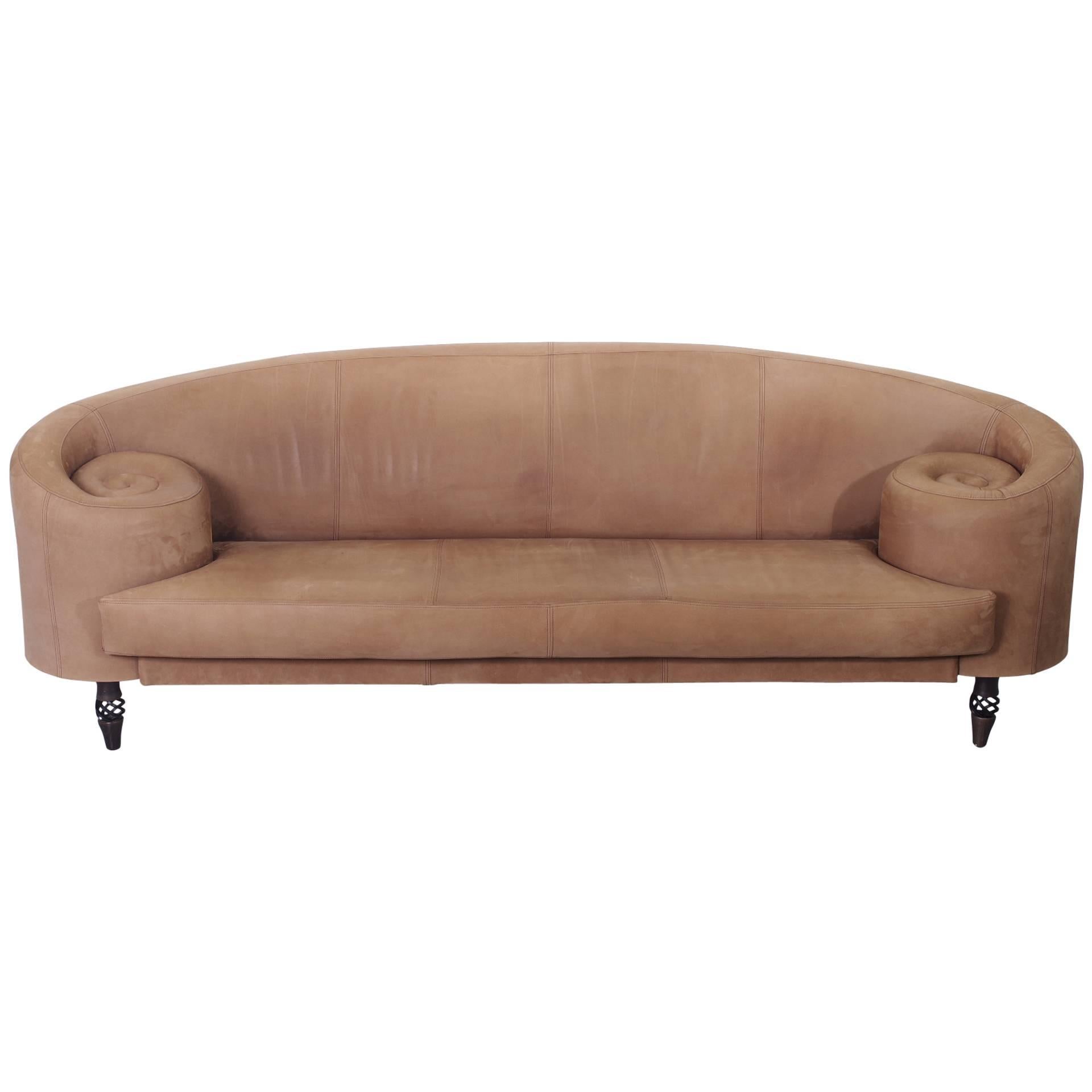 20th Century Exclusive Couch in Alcantara For Sale