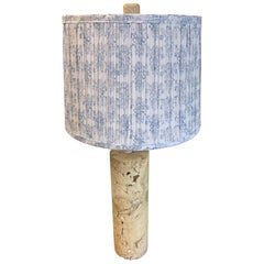 Vintage Coquina Stone / Key Stone Base Cylindrical Table Lamp