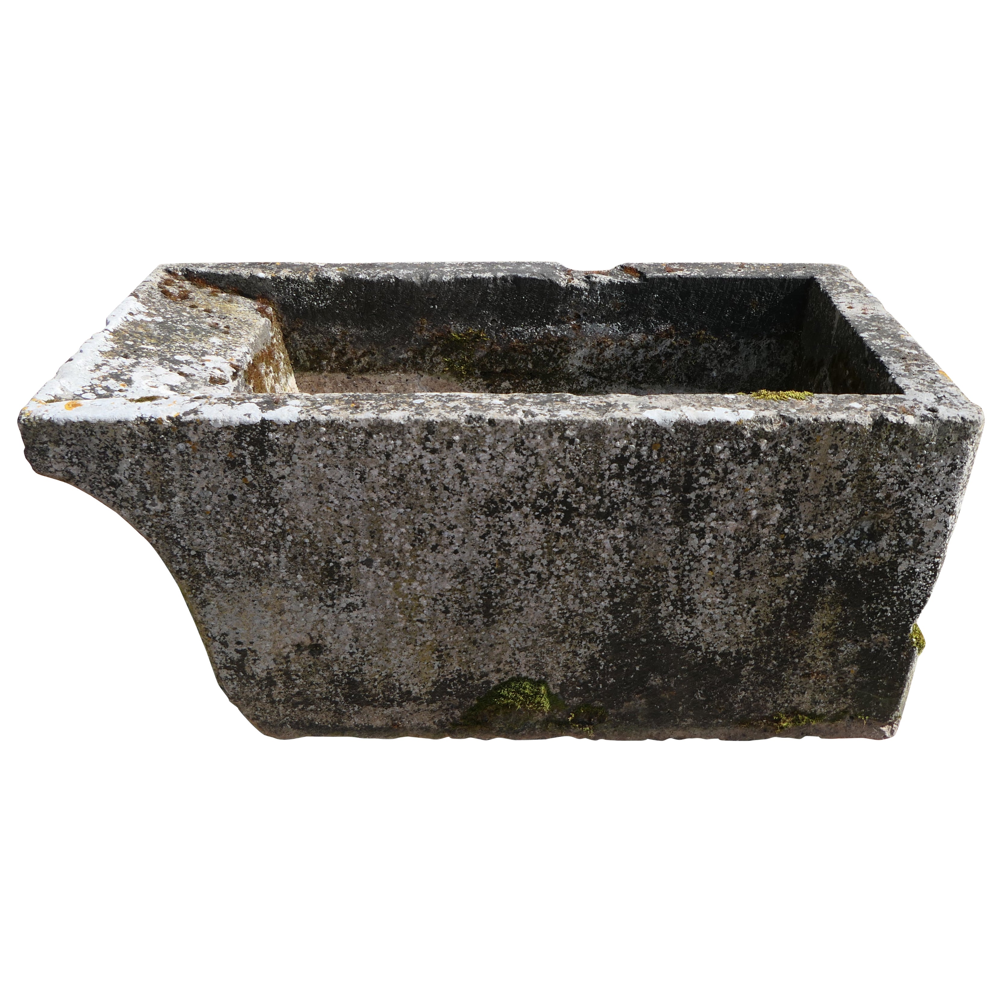 A Stone Basin Trough Hand Carved Fountain Tub Planter Firepit Vessel Antique en vente