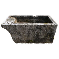 A Stone Basin Trough Hand Carved Fountain Tub Planter Firepit Vessel Antique