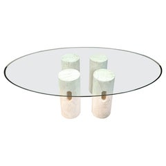 Vintage travertine and glass coffee table, 1970s