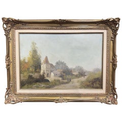 Peinture à l'huile du 19ème siècle encadrée représentant un paysage, signée L. Dupuy pour E. Galien-Laloue