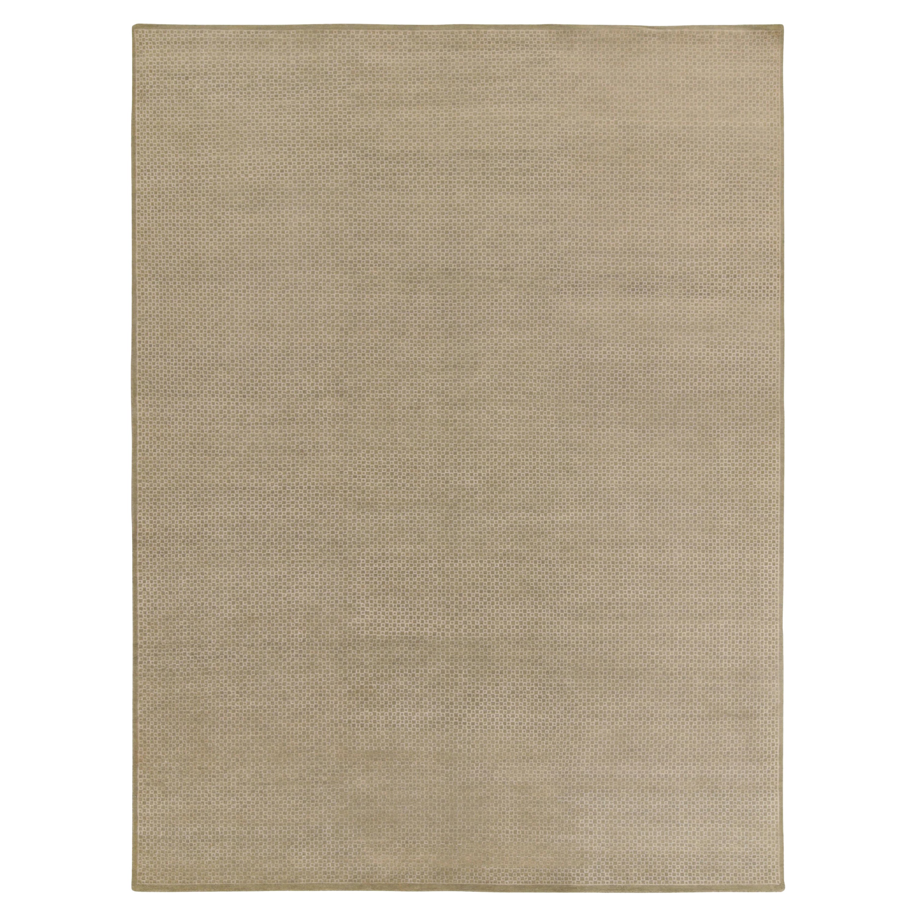 Alfombra contemporánea Rug & Kilim con estampado geométrico beige-marrón y verde